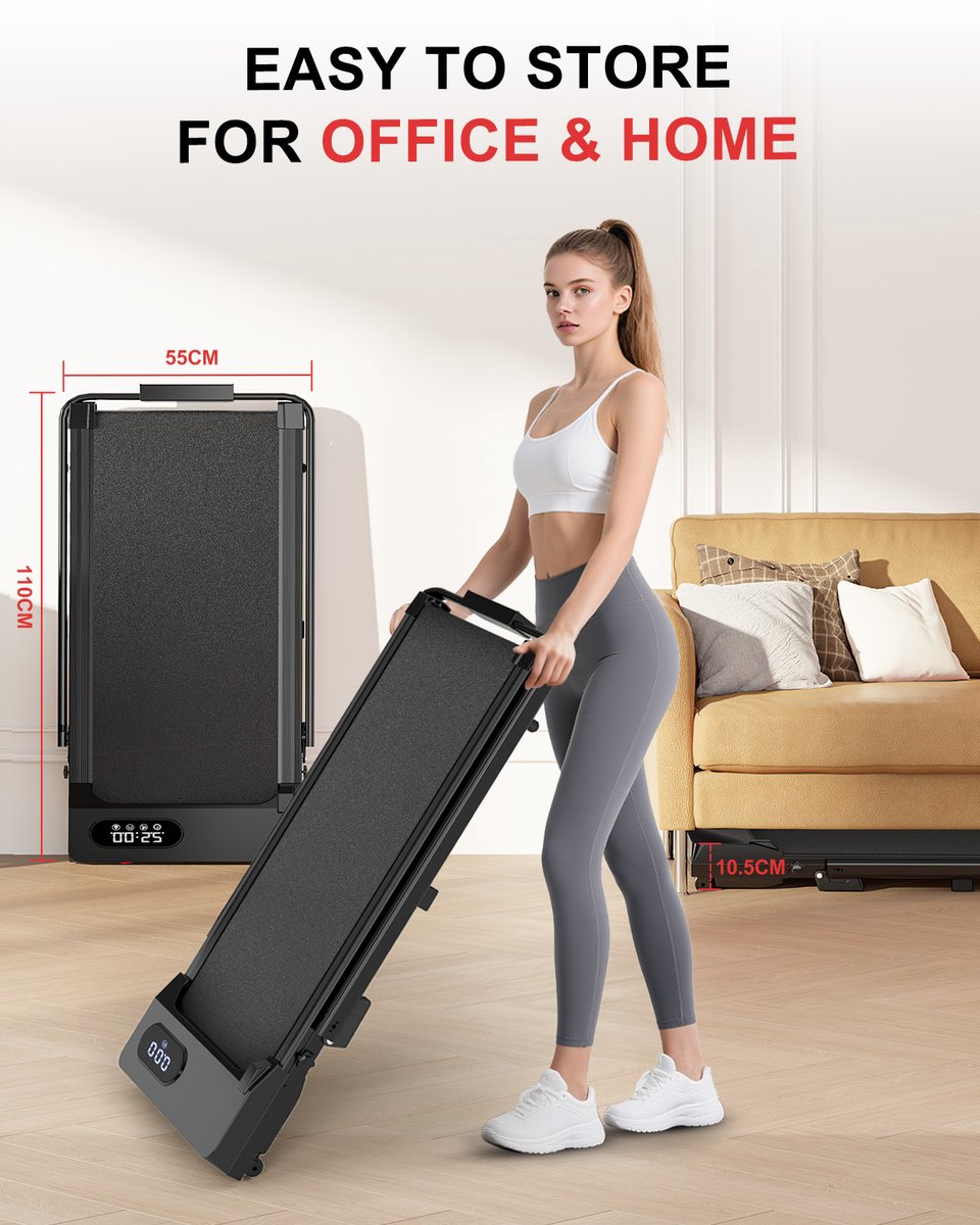 Afbeelding 3 van 3 in 1 Opvouwbare Loopband - Loopband met 7% helling - Wandelpad 1-8 km/u verstelbaar - motor 2,5 pk - Oppervlak 38,5 x 94 cm - Zwart