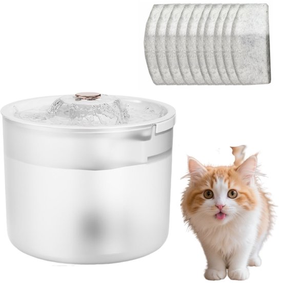 Drinkfontein voor katten - Drinkfontein voor katten - Drinkfontein voor honden - Drinkbak voor katten met magnetische stille pomp - Automatisch circulatiefilter - Drinkbak voor katten - 1,8L - Grijs