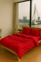 Zeven Cotton-Rouge, Housse de couette en satin de coton 140*220 – Haute Qualité