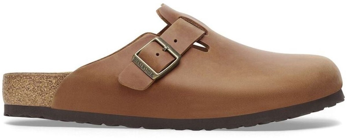 Birkenstock Boston BS Slippers Cognac Narrow Fit – Unisex Bruin
