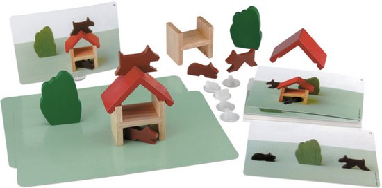 Atelier topologie 1, basis - 10 elementen in gekleurd hout - 2 grondplaten - 18 fotokaarten