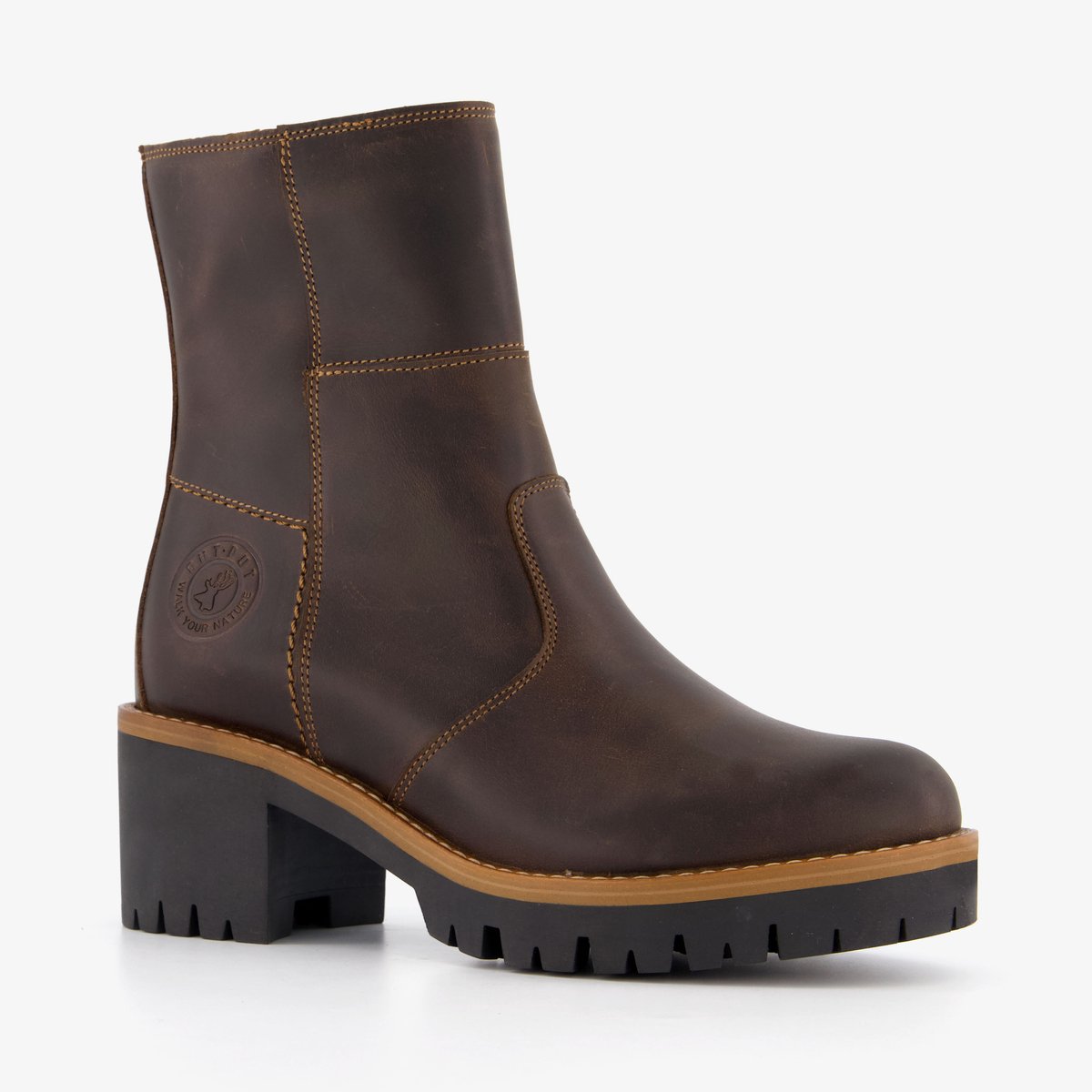 Output leren dames boots met hak bruin - Maat 41