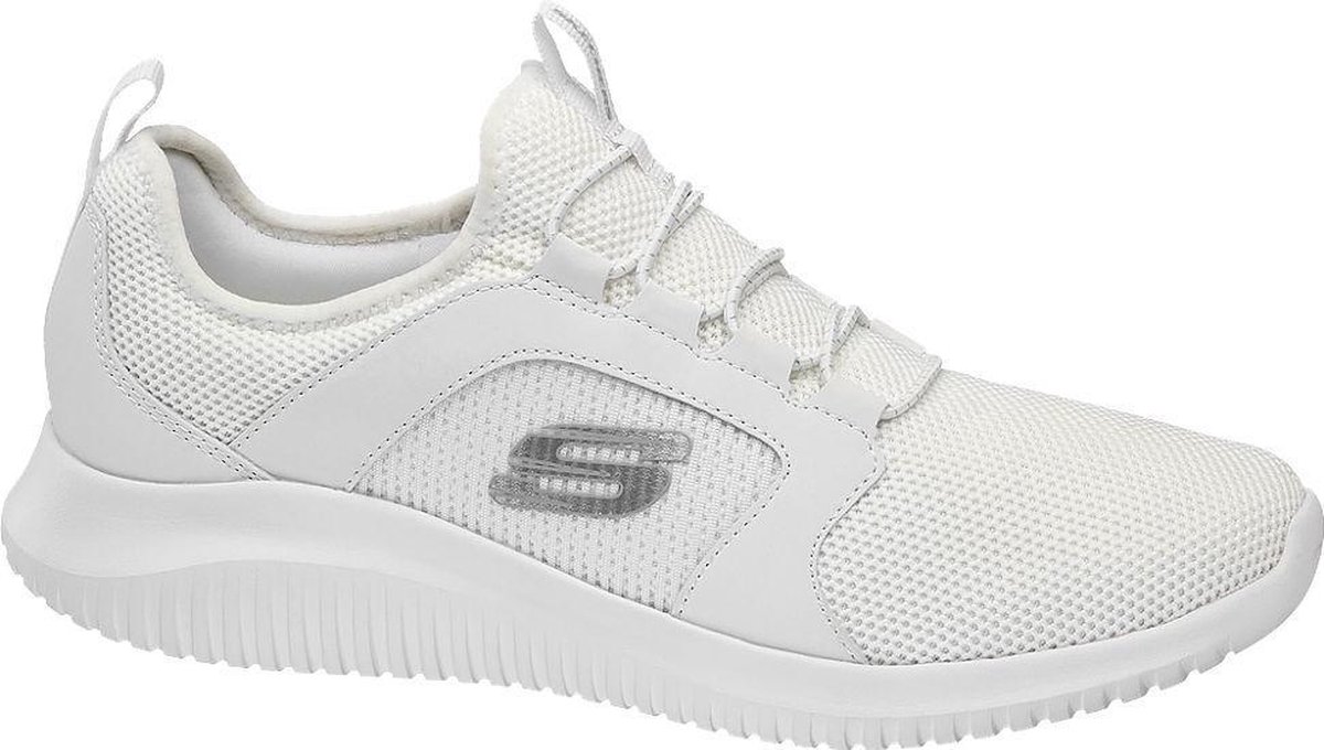Skechers Heren Witte sneaker elastische veter - Maat 44 | bol.com