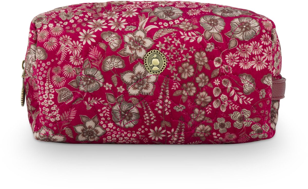 Pip Studio - Coco Make-up Tasje Dames - Toilettas - Daisy Dreams - Rood - 21.5x10x10.5cm