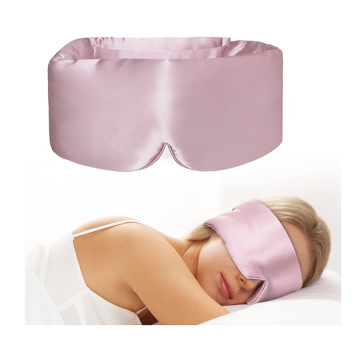 Luxe Full Face Slaapmasker - Roze - Zijdezacht & Lichtdicht - Verstelbaar - Luxe Oogmasker - Geschikt voor Zijslapers