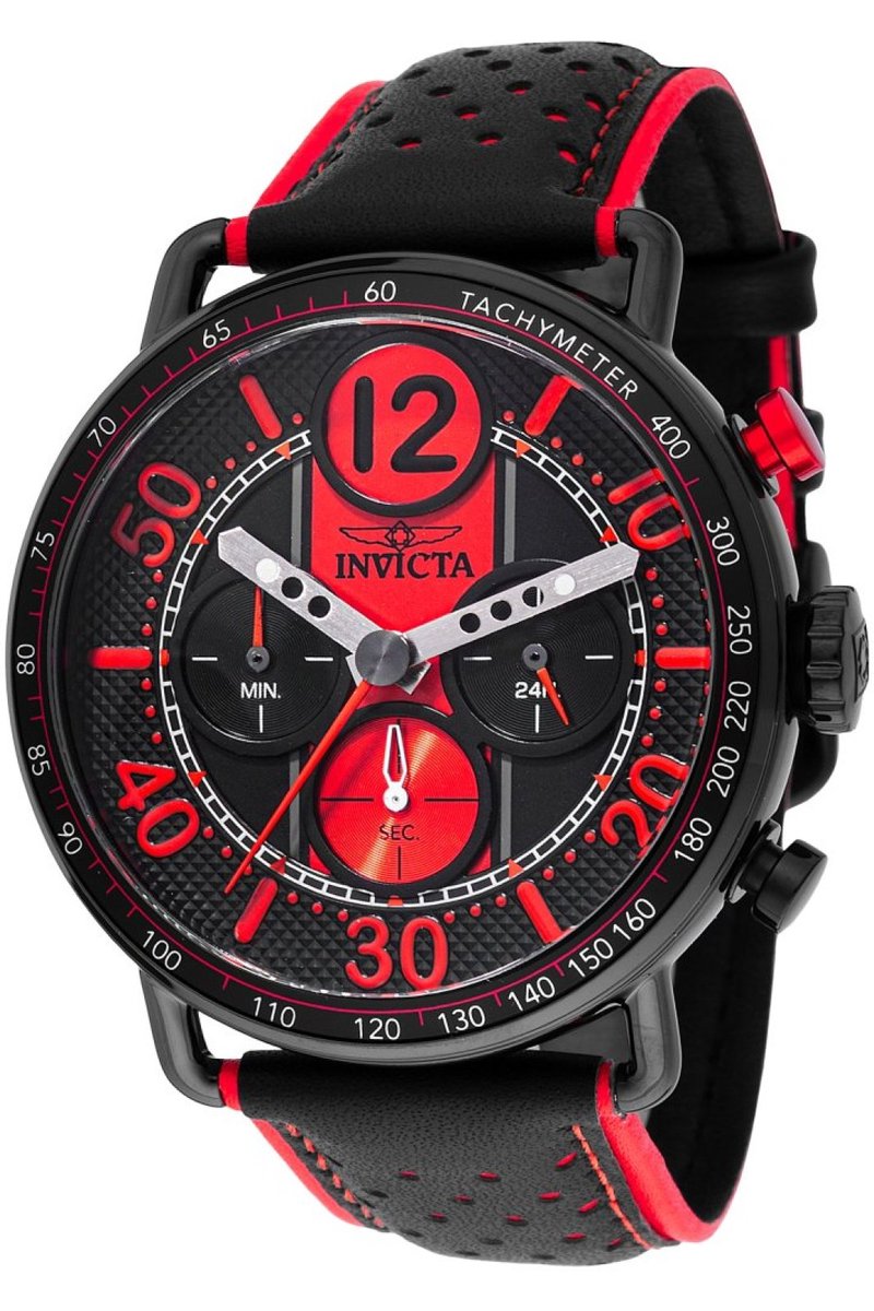 Invicta Racing 49366 Heren Horloge - Waterdicht - Analoog - Quartz Uurwerk - Roestvrij Staal met rode Wijzerplaat - 44mm