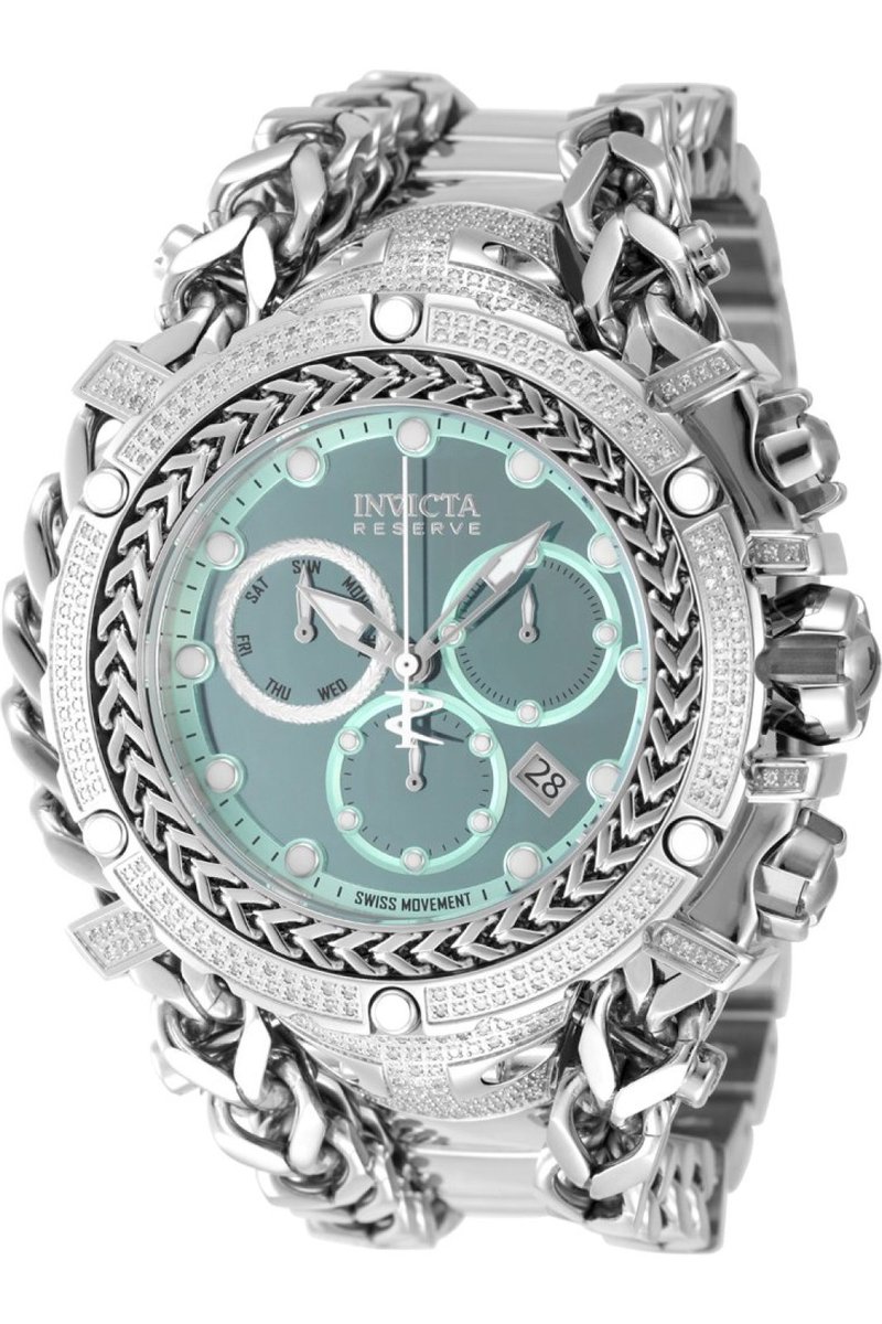 Invicta Gladiator 48416 Heren Horloge - Waterdicht - Analoog - Quartz Uurwerk - Roestvrij Staal met blauwe Wijzerplaat - 58mm - Met 416 diamanten