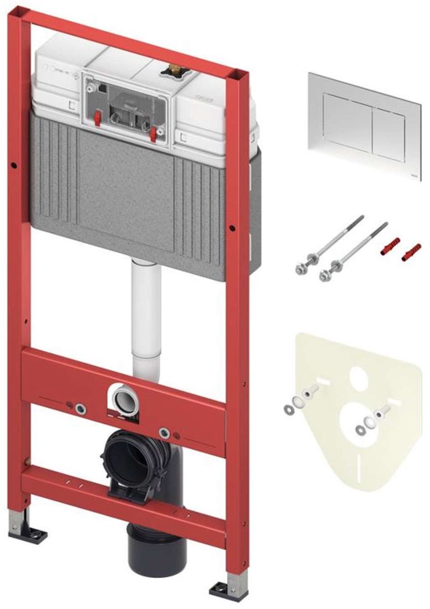 Tece TECEbase - Inbouwframe voor hangend toilet, met spoelreservoir Base, inclusief bedieningsplaat en geluidsisolatie, bouwhoogte 1,12 m 9400412