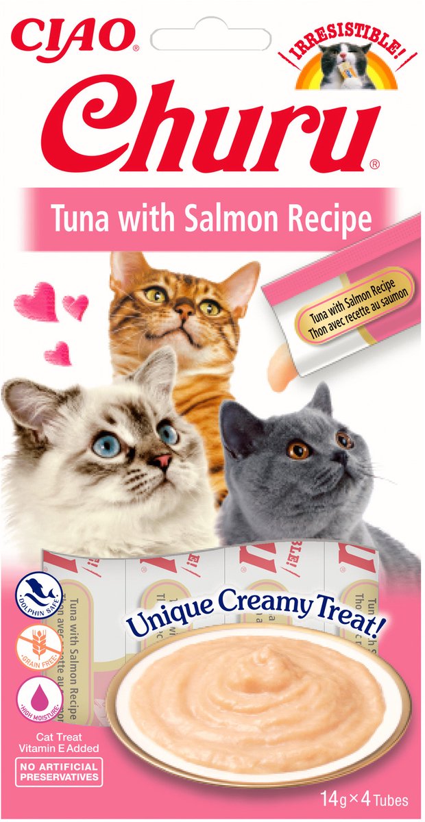 Inaba Churu Purée - Kattensnack - Tonijn Zalm 15 g 4 stuks