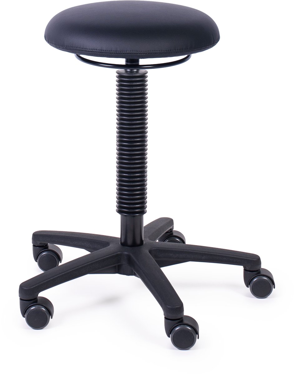MTM tabouret LOKI 200-N - zachte afgeronde zitting - kunstleer - kunststof kruisvoet - wielen - 52/71 cm