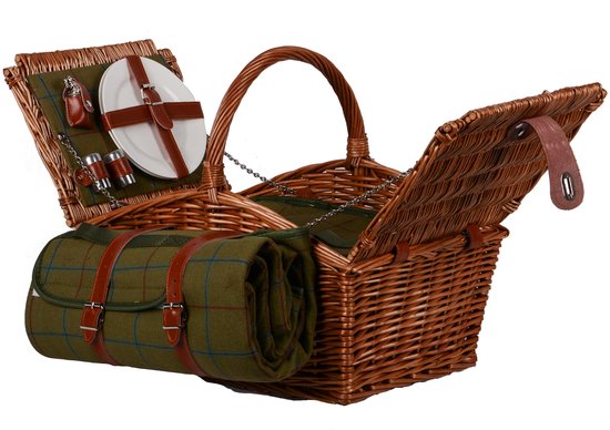 Set de pique-nique Nature by Kolibri pour 2 personnes, avec panier pique-nique, couverture pique-nique, couverts et vaisselle