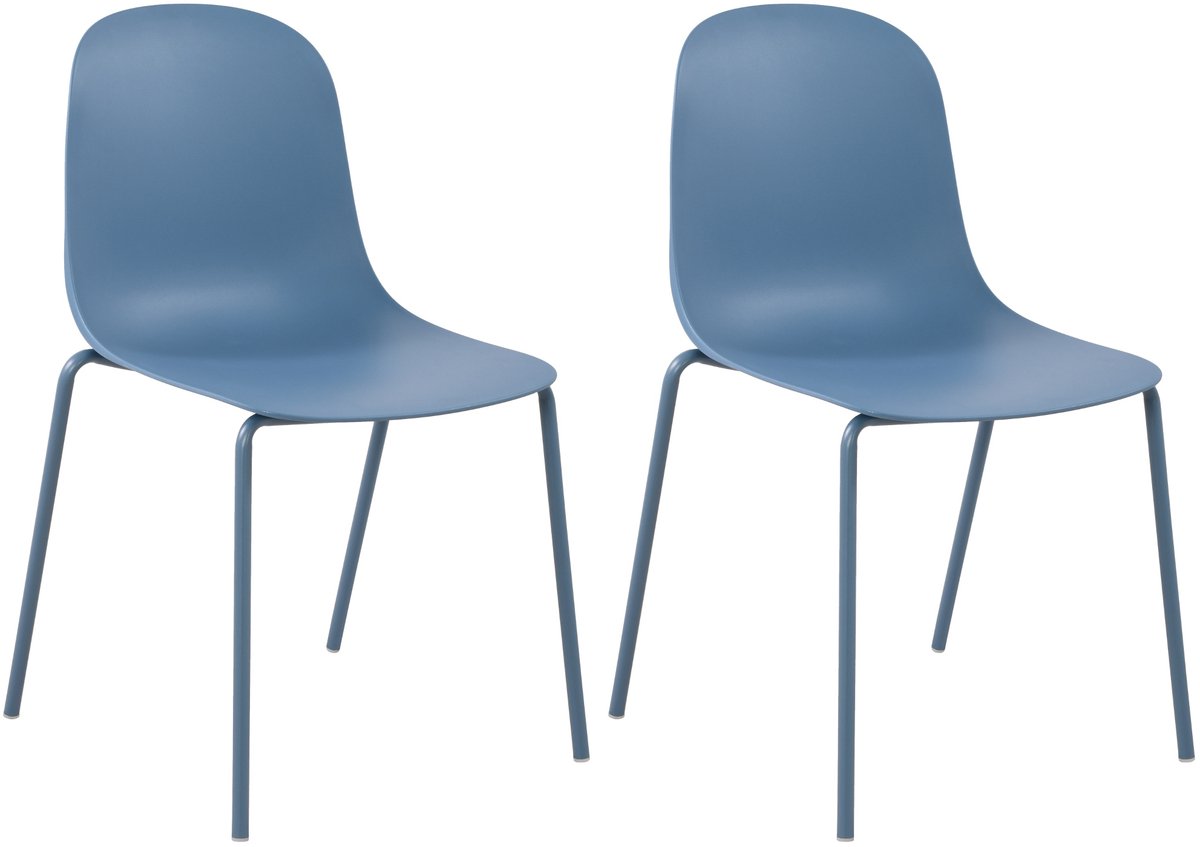 CLP Hardin Set van 2 stapelstoelen - Stapelbaar - Metaal - Kunststof/blauw