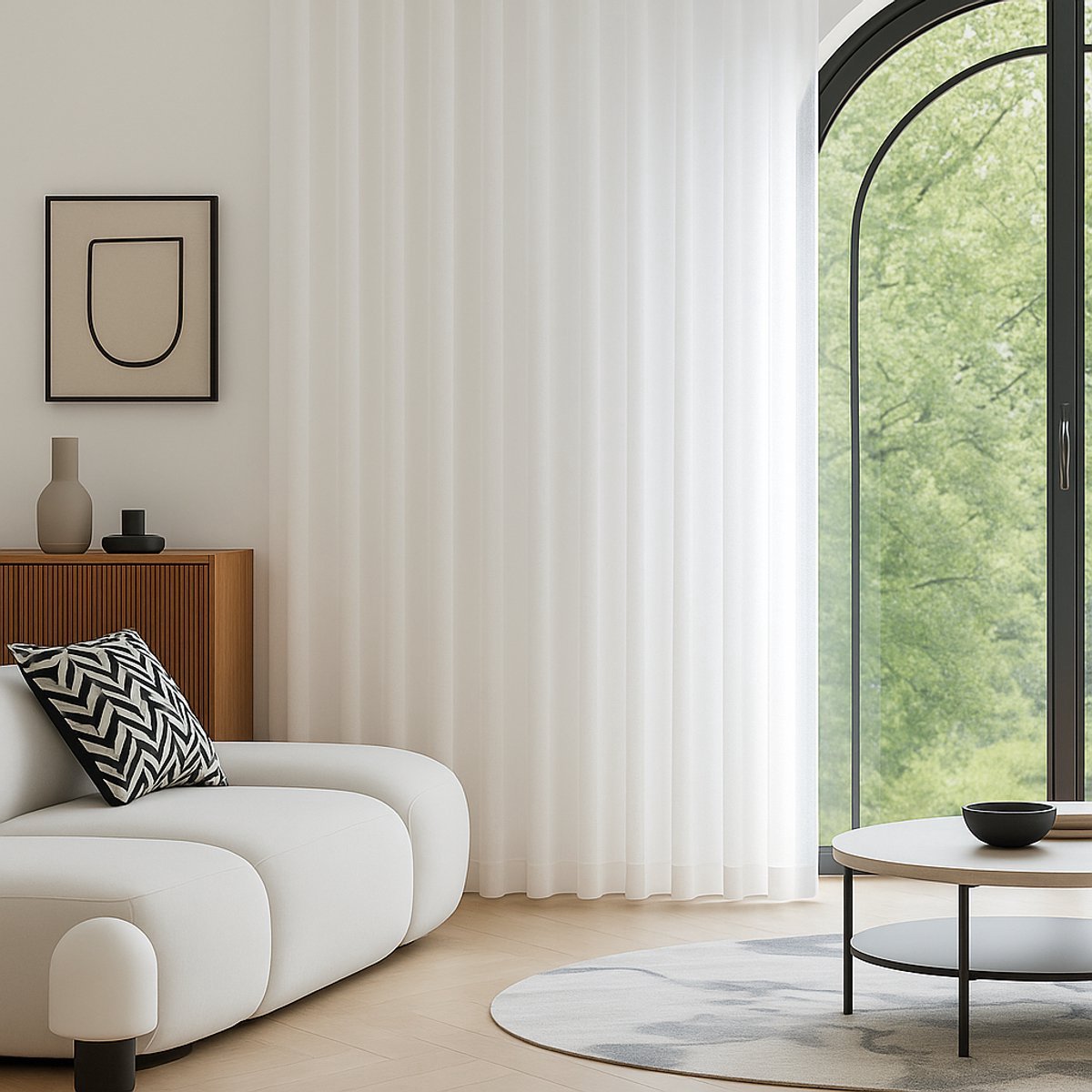 Maroyathome - OLIVIA - Vitrage kant en klaar met haakjes - met plooiband - Helder Wit - Linnen look - 150 x 270 cm - 150 cm breed en 270 cm hoog/lang - inclusief hanglood , schelphaken en embrasse
