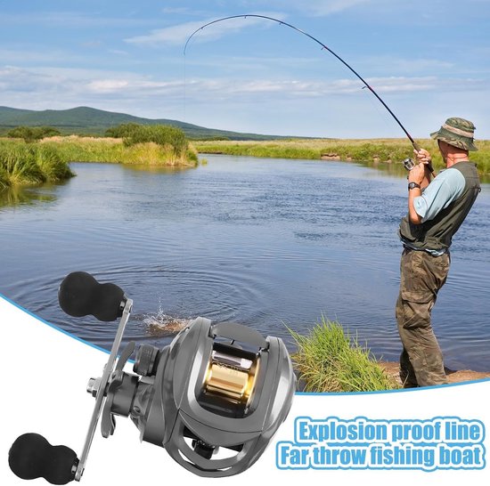 Vismolen - Linkerhand - 10kg Remkracht - Visrol - Vrijloopmolen - Spinmolen - Gladde Visserij Reel - Voor Zoet- en Zoutwater - Bait Cast Reel Combo voor Starters Visgerei van Merkloos — afbeelding 5