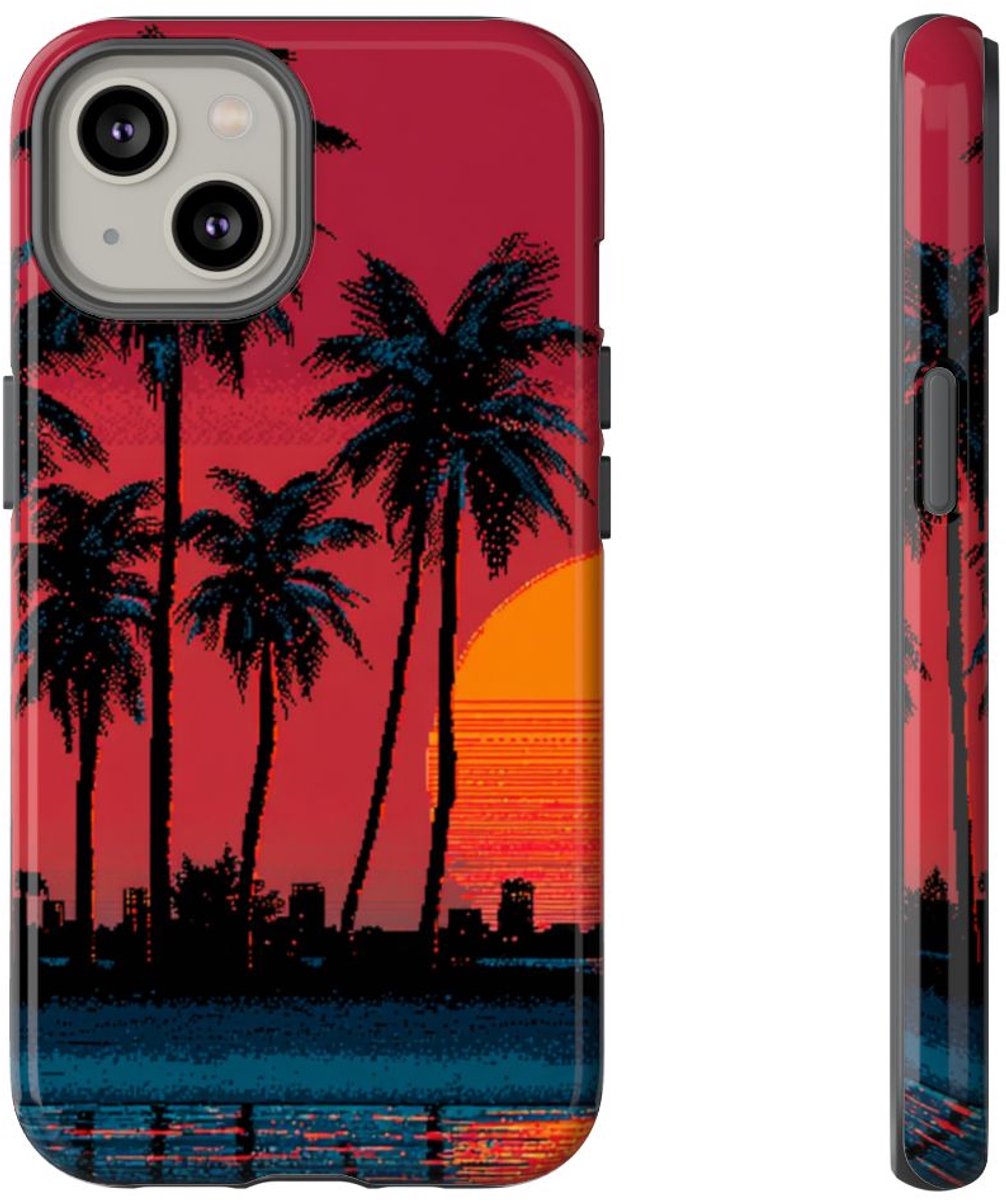 Zonsondergang met Palmbomen Silhouet – Telefoonhoesje Geschikt voor iPhone 14