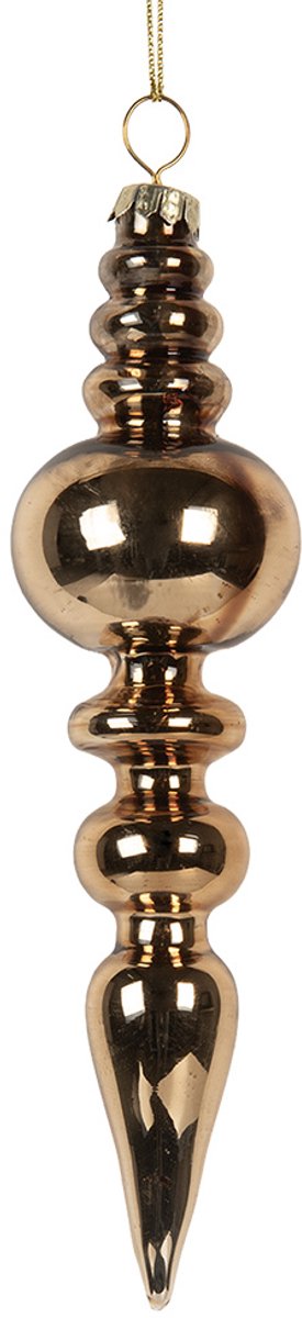 Goudkleurige glazen kerstbal van Clayre & Eef, 4x16 cm, perfect voor feestelijke kerstdecoratie.