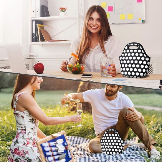 Neopreen lunchtas voor vrouwen, geïsoleerde lunchtassen, wasbare lunchbox voor op het werk, picknick, lichtgewicht maaltijdvoorbereidingstassen voor mannen. — afbeelding 3