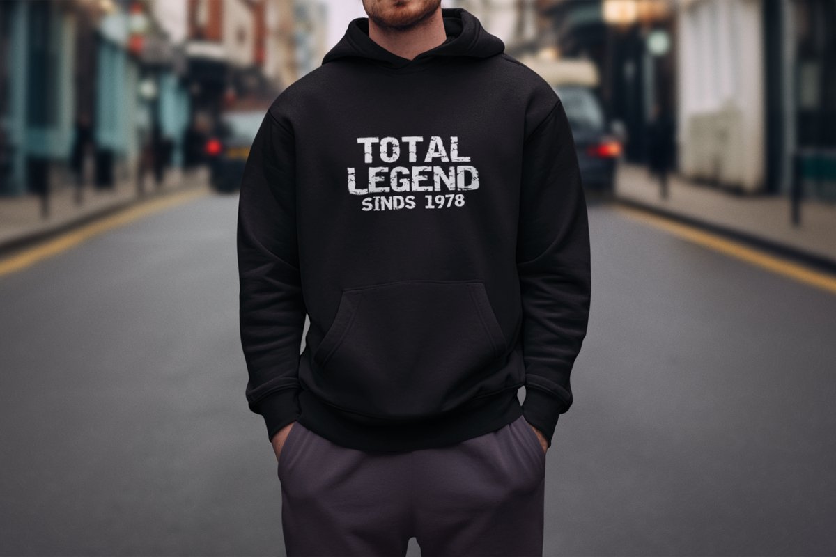 1978 Jaar Zwart Hoodie heren - Maat L - Total Legend - Verjaardag Cadeau Mannen - Limited Edition