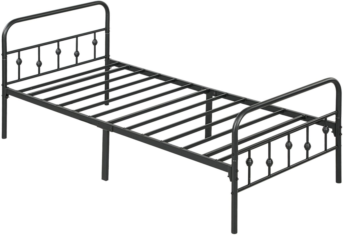 Homcom Bettrahmen-Metall-206,9L x 91,8B x 82,5H cm-Schwarz