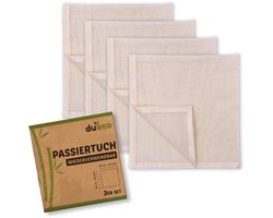 DuEco 4-delige kaasdoekzeef voor kaasmaken en biologische notenmelk - Multifunctionele kaasdoek voor zelfgemaakte kaas, bessen, vruchtensap en groentesap. Ongeveer 50 x 50 cm (4 stuks - 50 x 50 cm)