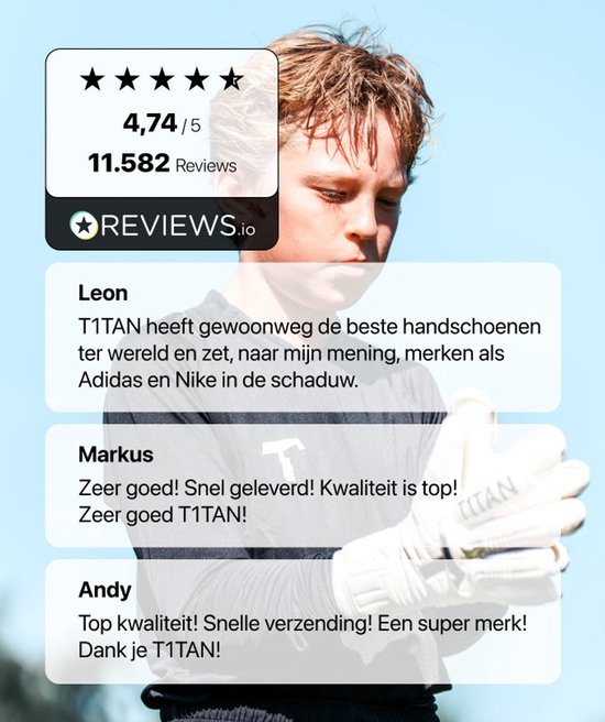Jongen met witte Titan keepershandschoenen, met recensies.