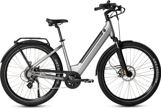 SAXXX Elektrische Fiets Comfort SUV Easy - 468Wh uitneembare accu - 90 km Actieradius - SHIMANO Altus 7 Versnellingen - Achterwielmotor 250W - 27.5 inch CST anti-lek banden - Mechanische schijfrem - Elektrische Stadsfiets - Zilvergrijs van Saxxx — afbeelding 2