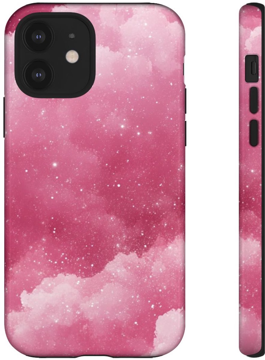 Roze Glitterwolkenpatroon – Telefoonhoesje Geschikt voor iPhone 12
