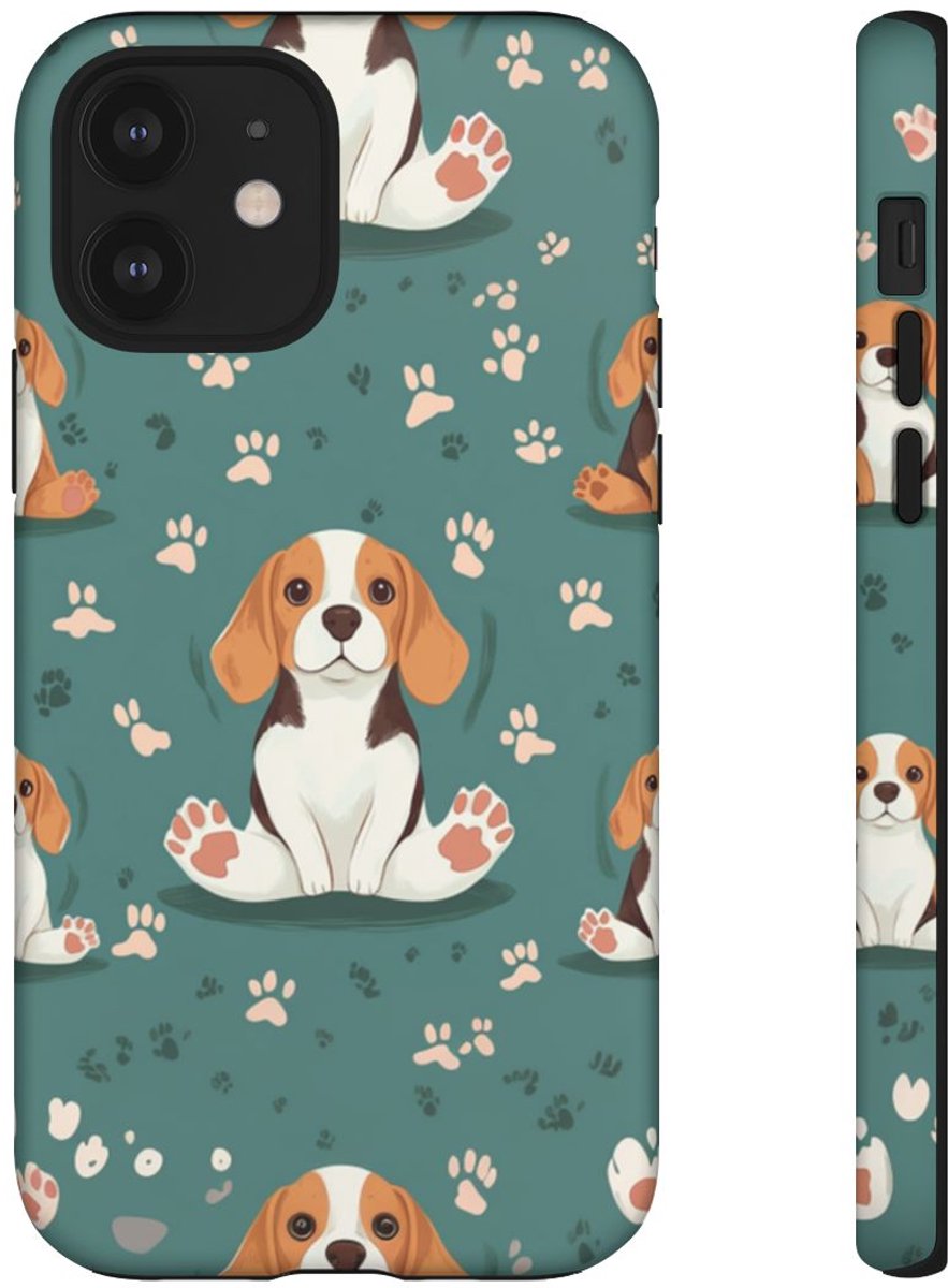 Beagles met Pootafdrukken Patroon – Telefoonhoesje Geschikt voor iPhone 12