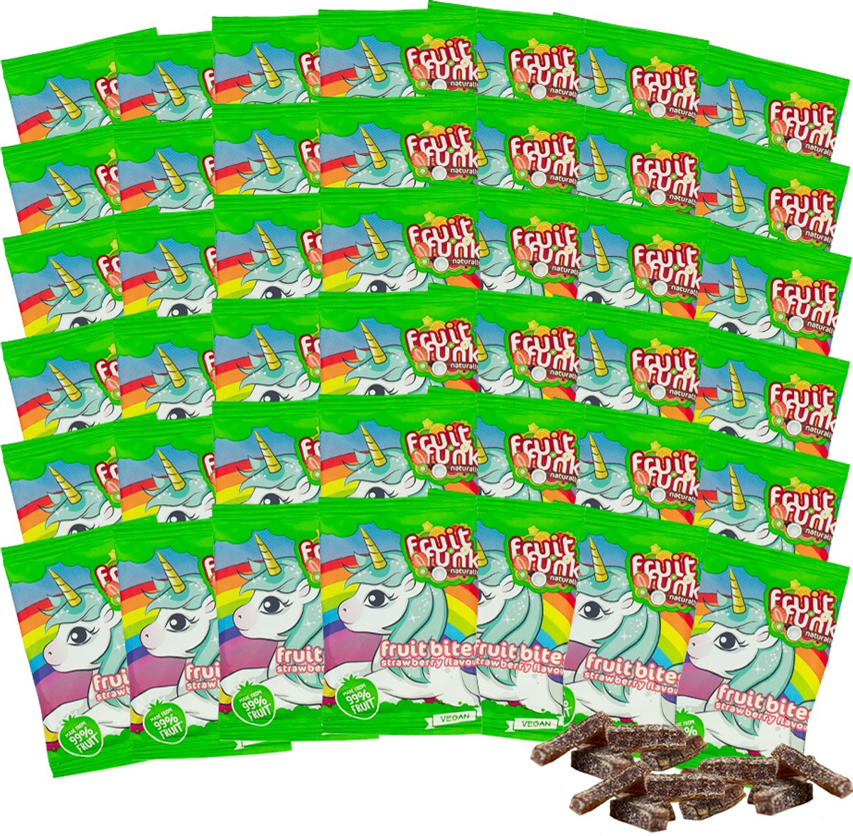 Fruitfunk Happybag Unicorn strawberry (42 x 16 gram) Fruitsnoep