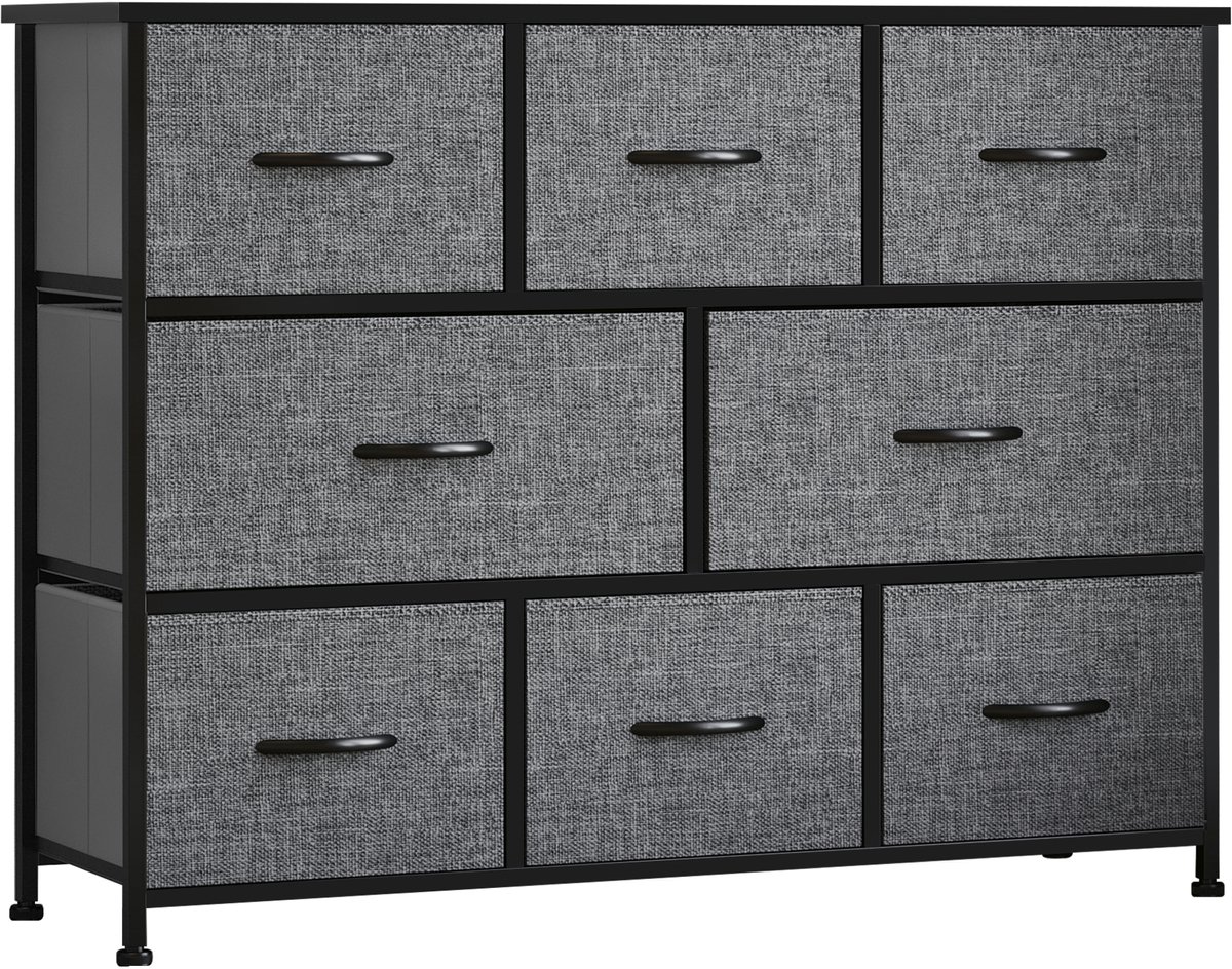 Homcom Ladekast met 8 laden - Commode - Opbergkast slaapkamer Dunkelgrau