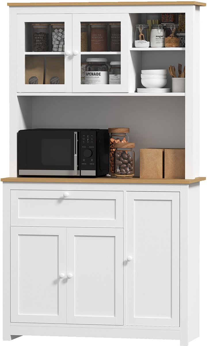 HOMCOM keukenkast - MDF - spaanplaat - 100L x 40B x 180H cm - Wwit