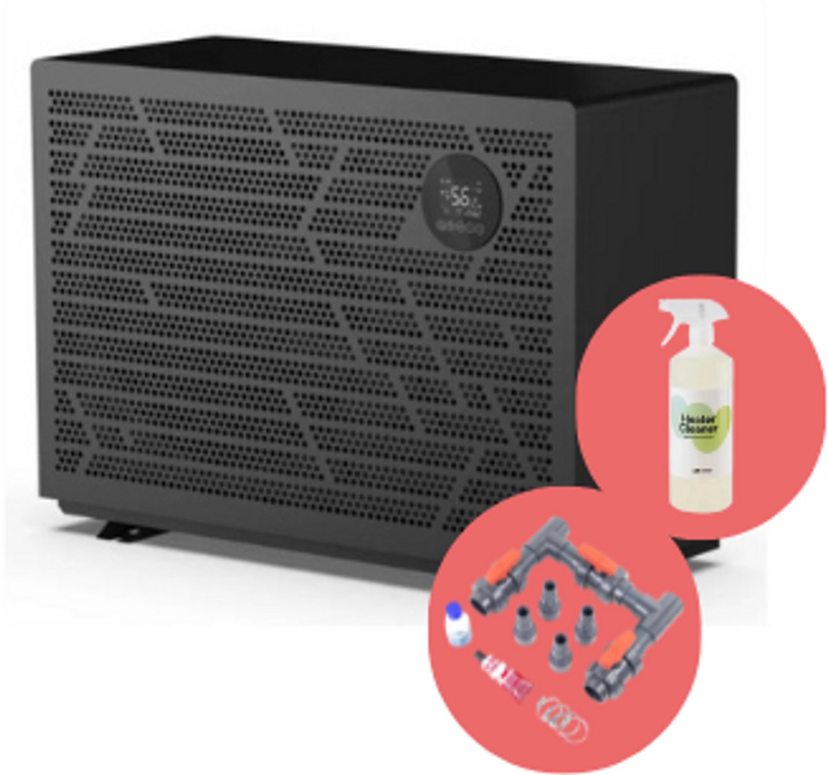 W'eau full inverter warmtepomp 17,5kW + bypass set basis + heater cleaner