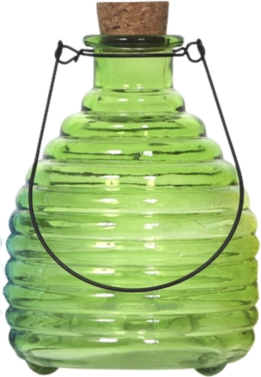Luance Wespenvanger/wespenval met hengsel - glas - groen - D13 x H17 cm