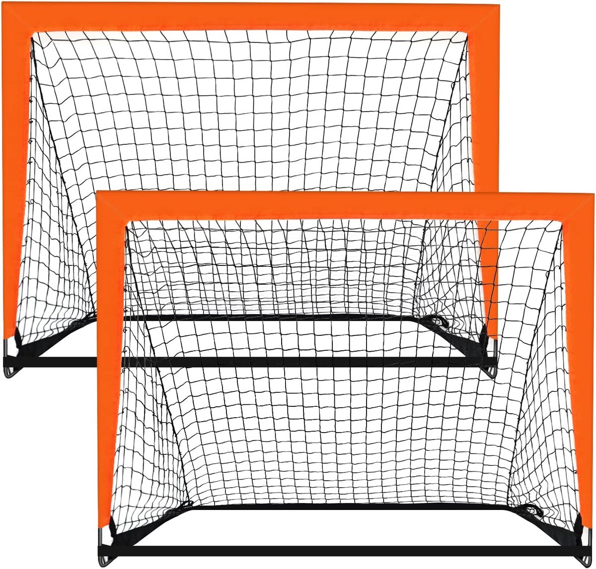 2-pack 120cm x 90cm draagbare kindervoetbalgoal voor in de tuin, binnen en buiten, opvouwbaar voetbaldoel, oranje