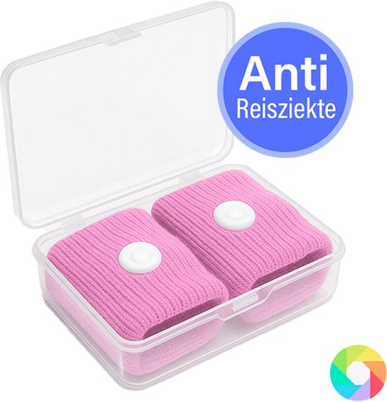 Solco - 2x Anti Misselijkheid Bandjes - Zeeziekte - Reisziekte - Anti Wagenziekte - Polsbandje - Roze