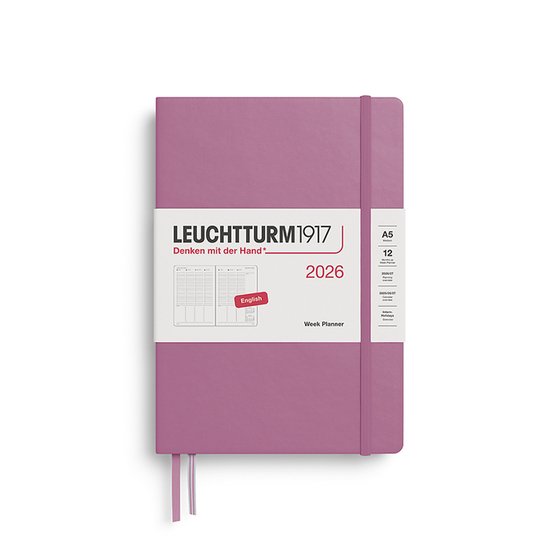 Leuchtturm weekagenda 2026 planning dusty rose 21x15cm
