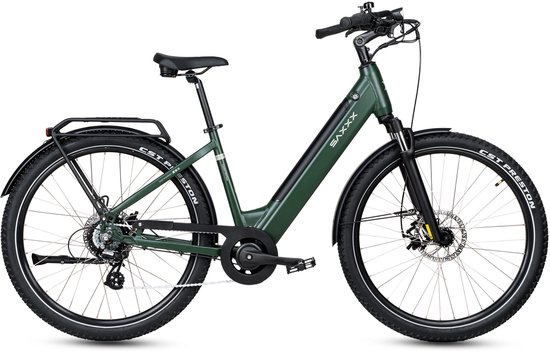 SAXXX Comfort SUV Easy - Elektrische Fiets - 95%Vooraf Geassembleerd Stadsfiets - 468Wh uitneembare accu - 90km Actieradius - SHIMANO Altus 7 Versnellingen - Achterwielmotor 250W - Aluminum Frame - 27.5" CST anti-lek - groen van Saxxx — afbeelding 2