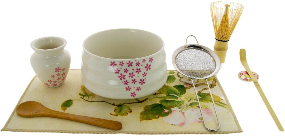 Japanse keramische matcha-theeset met 8 delig, matcha set met matcha-kom en theegarde, verschillende kleuren!