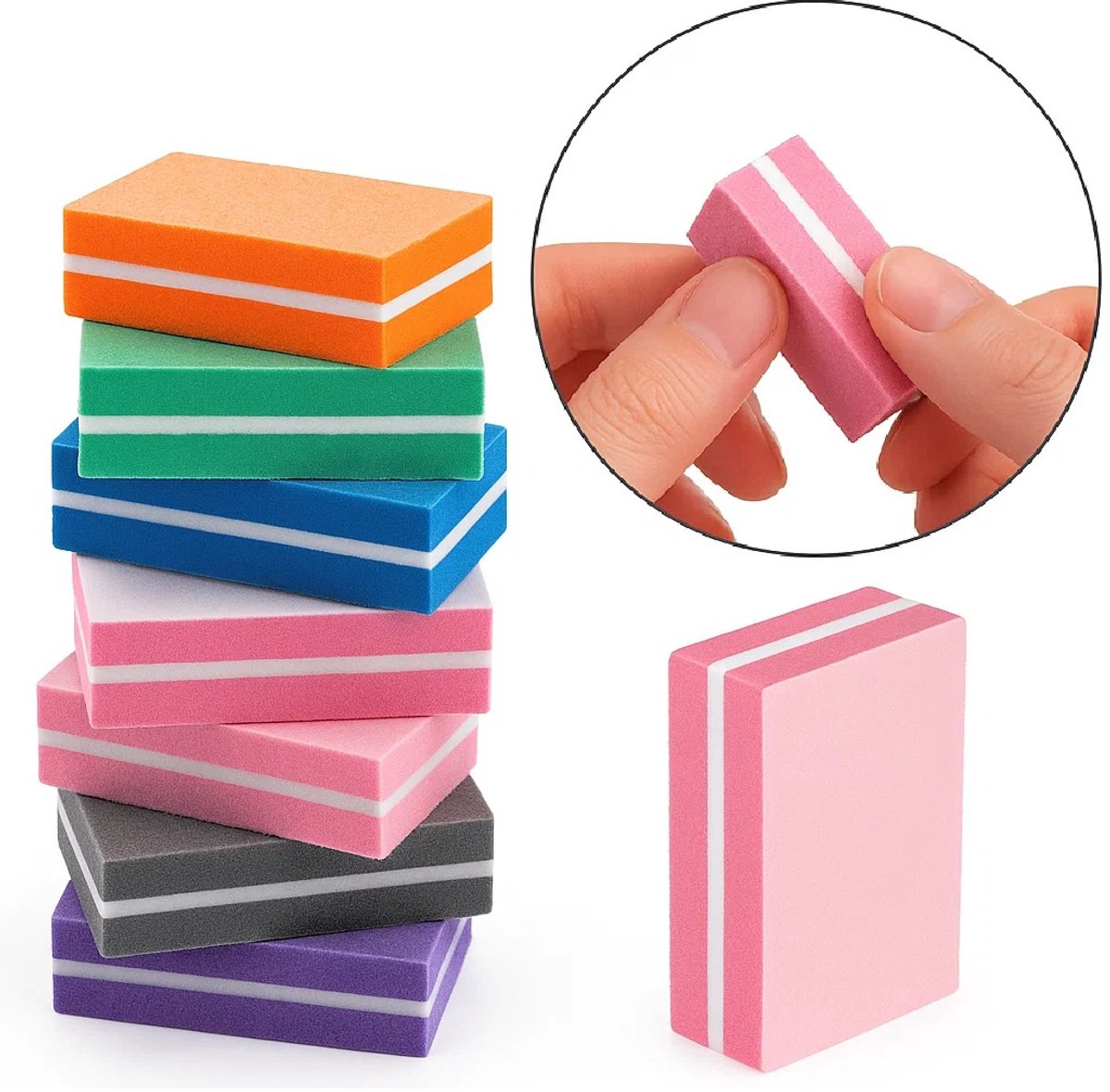 Set Van 5 Blokvijlen I Nagelblok I Bufferblok I Nagelvijl I Polijstblok I Nail Buffer I 180/100 I Willekeurige Kleur