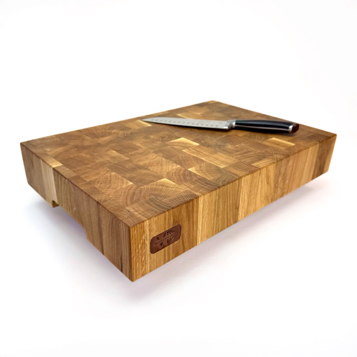 Blocks & Boards - Butcher Block VD8 - Kopshouten Hakblok - Handgemaakt in Nederland van 100% massief Eiken - Afm. 49x33x8cm Met Sapgoot