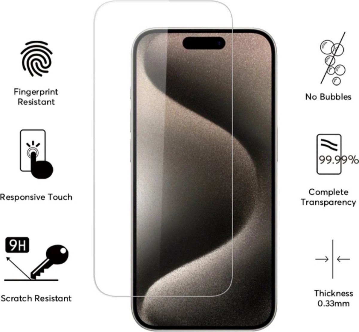 Screenprotector geschikt voor iphone 15 - schermbeschermer - telefoonschermbeschermer