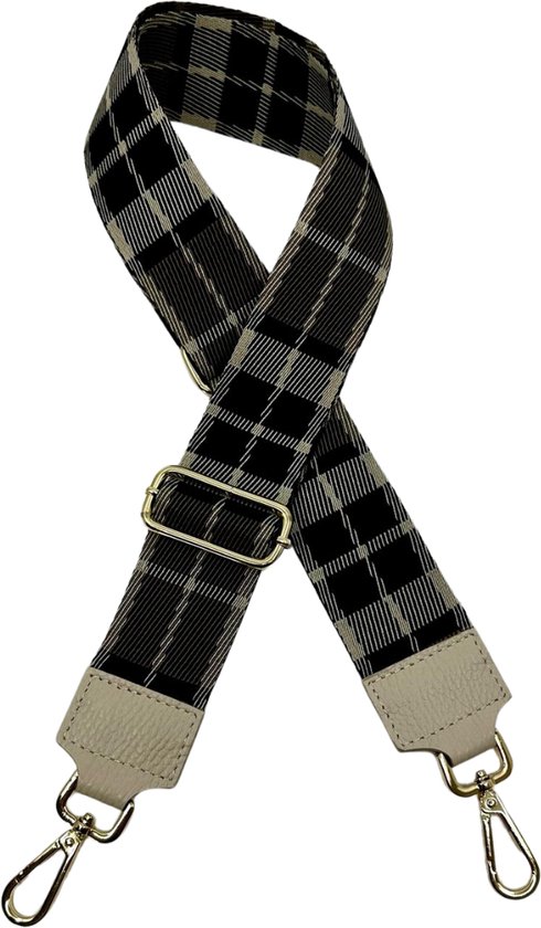 Schoudertas band - Hengsel - Bag strap - Fabric straps - Boho - Chique - Chic - Geruite stijl in donkere tinten