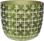Ideas4seasons Bloempot/plantenpot ruit motief Hanoi - metallic groen - D12 x H10 cm - voor binnen