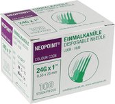 Neopoint injectienaalden 0,55x25mm paars 24G - 2 x 100 stuks voordeelverpakking