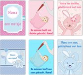 Geboortekaarten - Set van 12 leuke ansichtkaarten - Gefeliciteerd / felicitatie met geboorte - Babyshower - Leuke Post - Jongen en Meisje / Zoon en Dochter