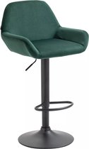 In And OutdoorMatch Velvet barkruk Boda - Groen - Hoogte verstelbaar - Set van 1 - 63-83cm zithoogte - Met rugleuning - Voor keuken en bar - Ergonomische barstoelen