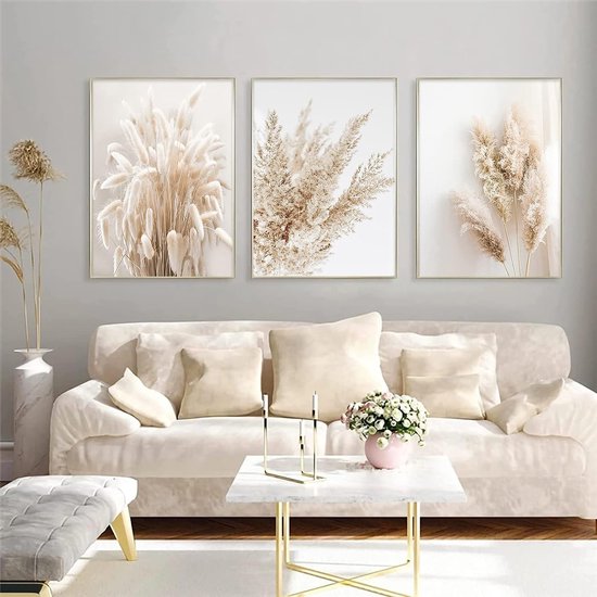 Pack De 3 Posters Bohème Noir & Beige - Décoration Murale Moderne Sans Cadre - 40 X 50 Cm - Pour Salon & Chambre
