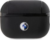 BMW Signature Leather AirPods Case - Geschikt voor Apple Airpods Pro 2 (2e Generatie) - Zwart