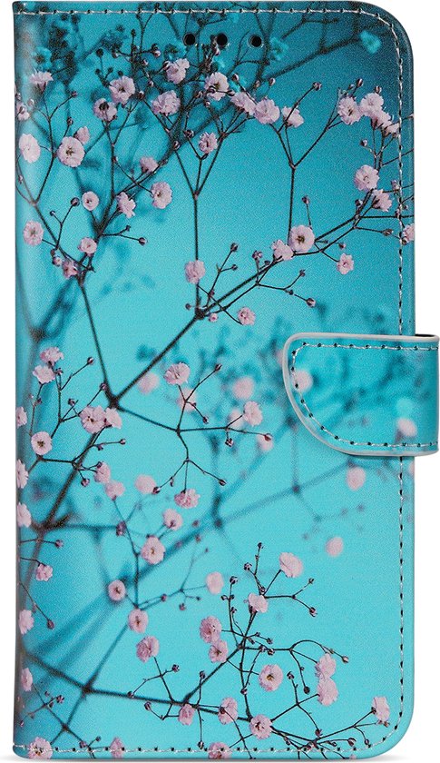 Geschikt voor Samsung Galaxy A25 hoesje - Solidenz bookcase - Telefoonhoesje A25 - Cover Hoesje met bloemen - Met Pasjeshouder - Sierkers