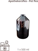 Apothekersfles- Pet fles - 500 ml - voor vloeistoffen en oliën